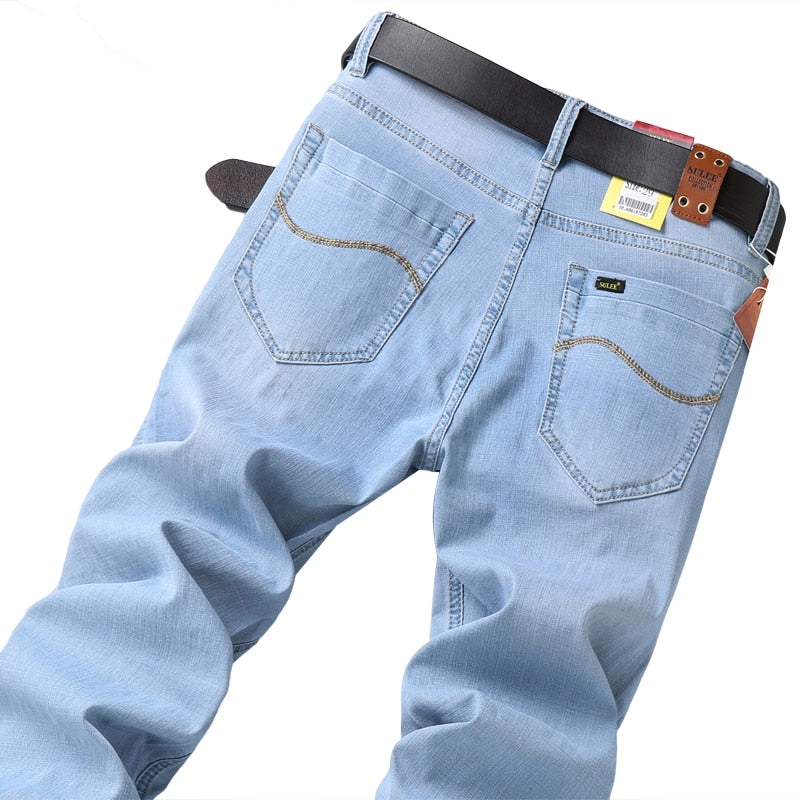 SULEE Brand 2022 New Fashion Utr Thin Light Men&#39;s Casual Summer Pants  Style Jeans Skinny  Trousers Tight Pants Solid Colors