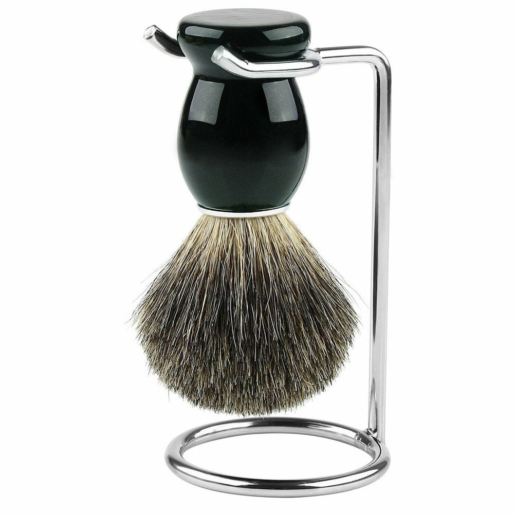 Mens Shaving set Knot 20mm Fine Badger Bristle Shave Brush+Stand+Bowl Cup+Soap for Men Wet Shave