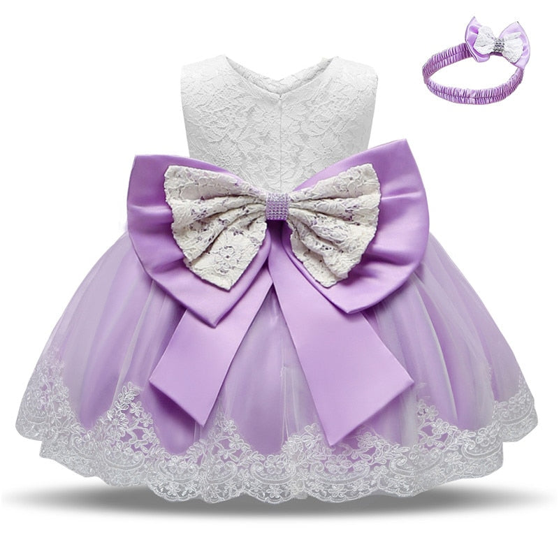 Toddler Baby Girls Lace Dresses Kids Flower Elegant Wedding Princess Party Tutu Dress Children Birthday Baptism Formal Clothing