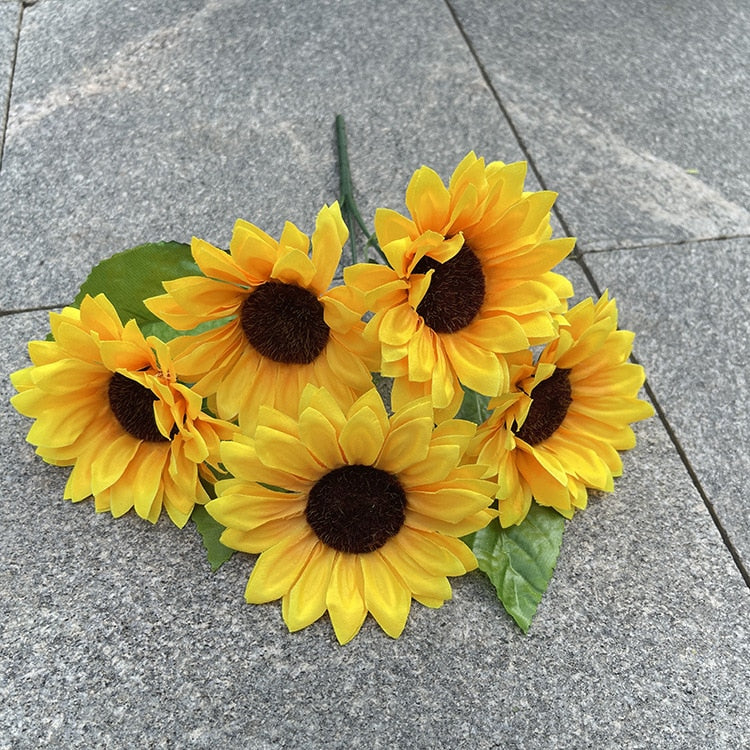 Sunflower Flower Bouquet Artificial Flowers Daisies Wedding Plant Accessories Room Home Decor Christmas party Decoration Gift