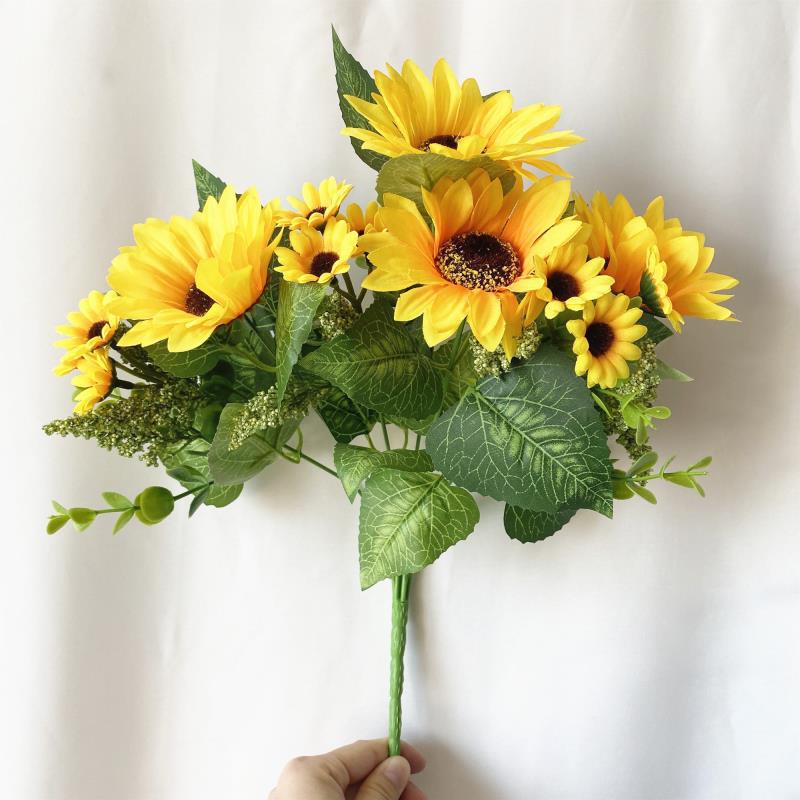 Sunflower Flower Bouquet Artificial Flowers Daisies Wedding Plant Accessories Room Home Decor Christmas party Decoration Gift