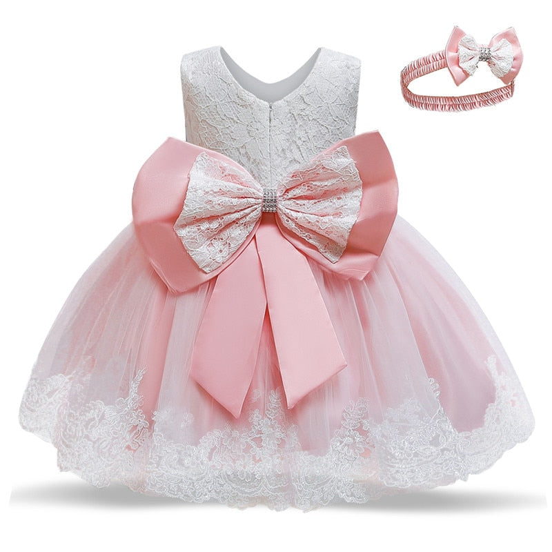 Toddler Baby Girls Lace Dresses Kids Flower Elegant Wedding Princess Party Tutu Dress Children Birthday Baptism Formal Clothing