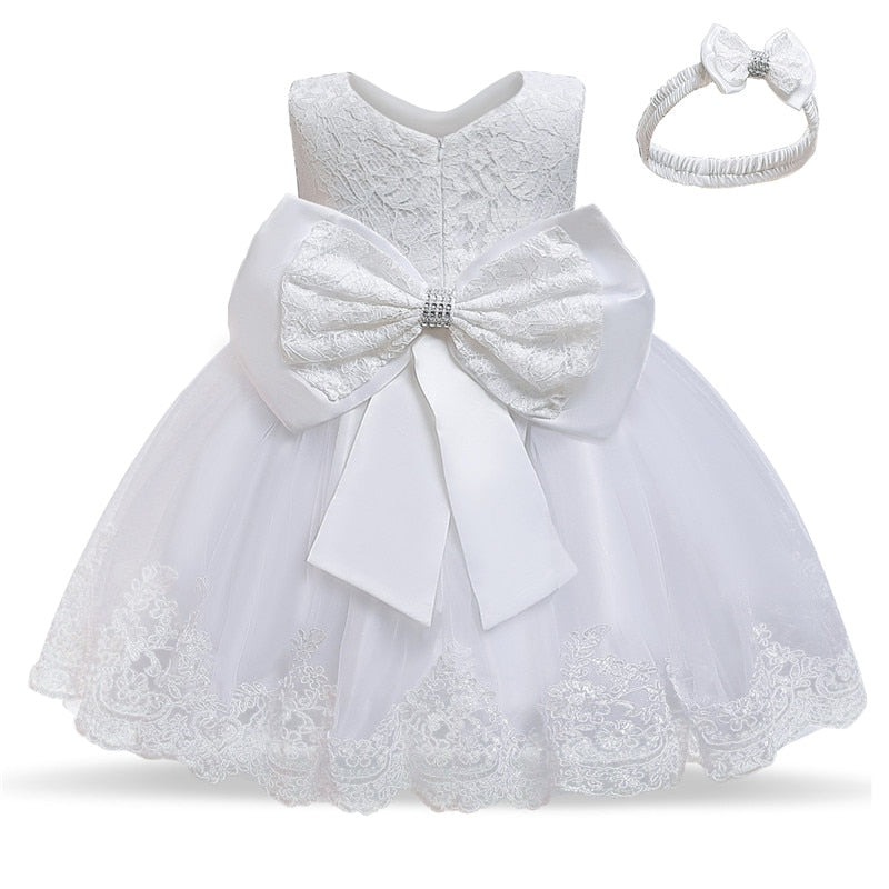 Toddler Baby Girls Lace Dresses Kids Flower Elegant Wedding Princess Party Tutu Dress Children Birthday Baptism Formal Clothing