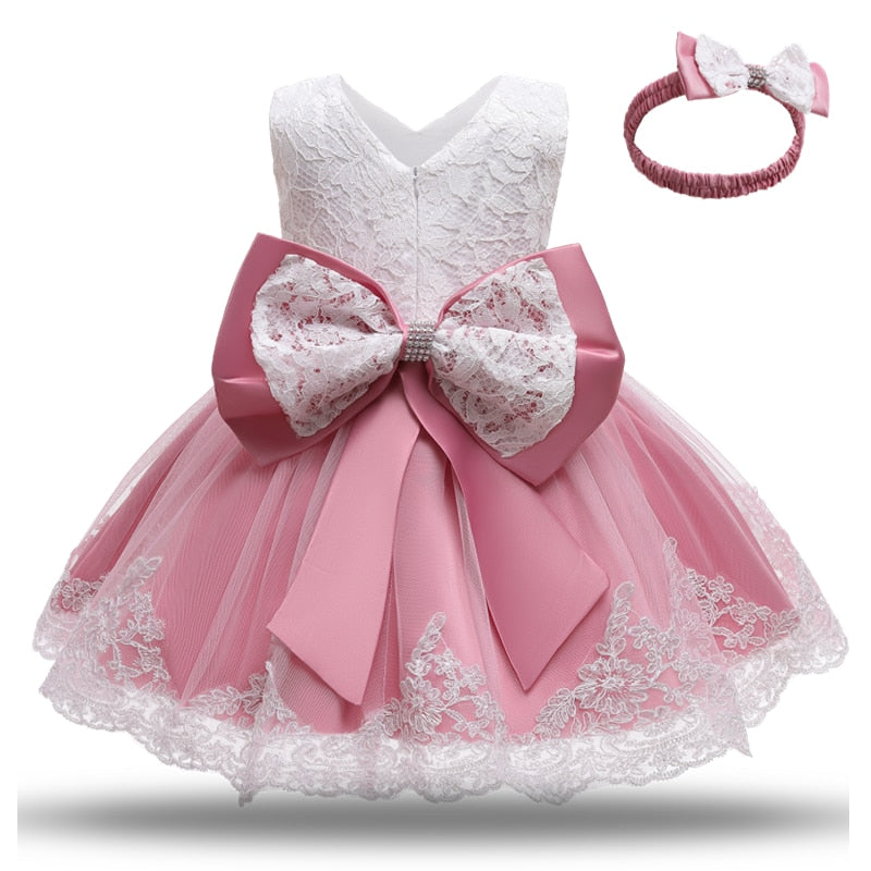 Toddler Baby Girls Lace Dresses Kids Flower Elegant Wedding Princess Party Tutu Dress Children Birthday Baptism Formal Clothing